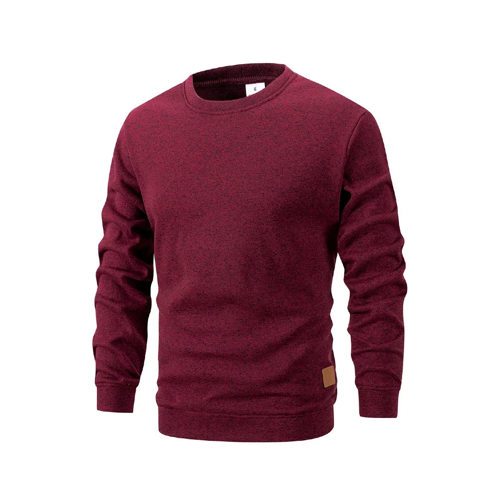 New Mens Round Neck Sweatshirt Solid Color Loose Casual Pullover Men Fashion Warm Long Sleeve Hoodies Men Clothing