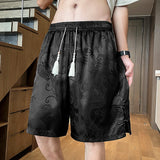 Men's Dragon Print Twill Shorts | Plus Size M–5XL