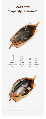 Autumn and Winter Classic Flamenco Fashion Lucky Bag Cloud Bag Genuine Leather Drawstring Shoulder Crossbody Bucket Bag for Wome