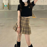 Plaid A-Line Mini Skirt – High Waist, Pocketed