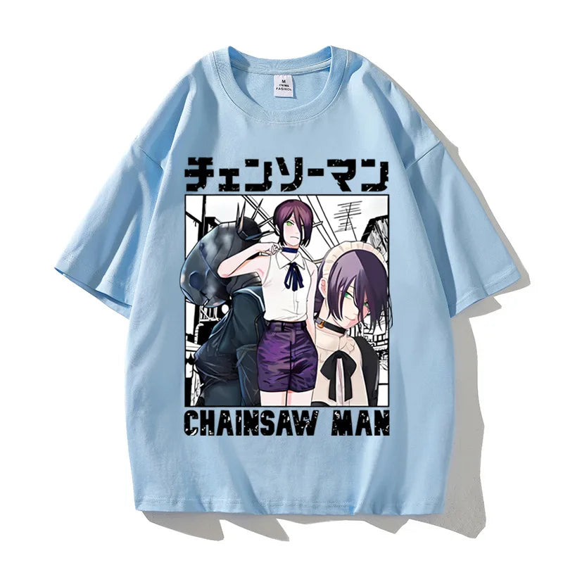 Men's Chainsaw Man Anime Cotton Graphic T-Shirt