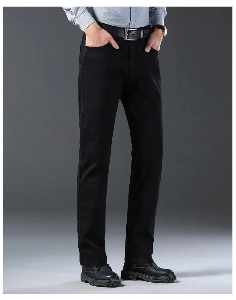 Men’s Classic Black Straight-Leg Stretch Jeans