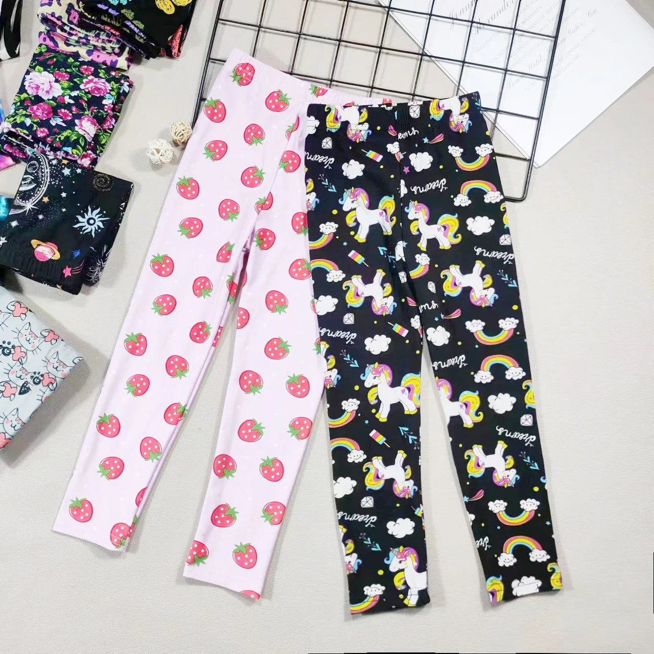 Girls' Floral Cartoon Fashion Leggings