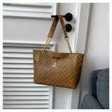 Durable PU Leather Shoulder Bags Large Capacity Printing Shopping Bag Handbags Women