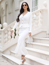 Elegant V-Neck Knit Mermaid Skirt Set