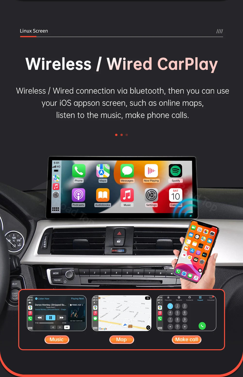 12.3" BMW F30/F36 CarPlay & Android Auto Screen Upgrade