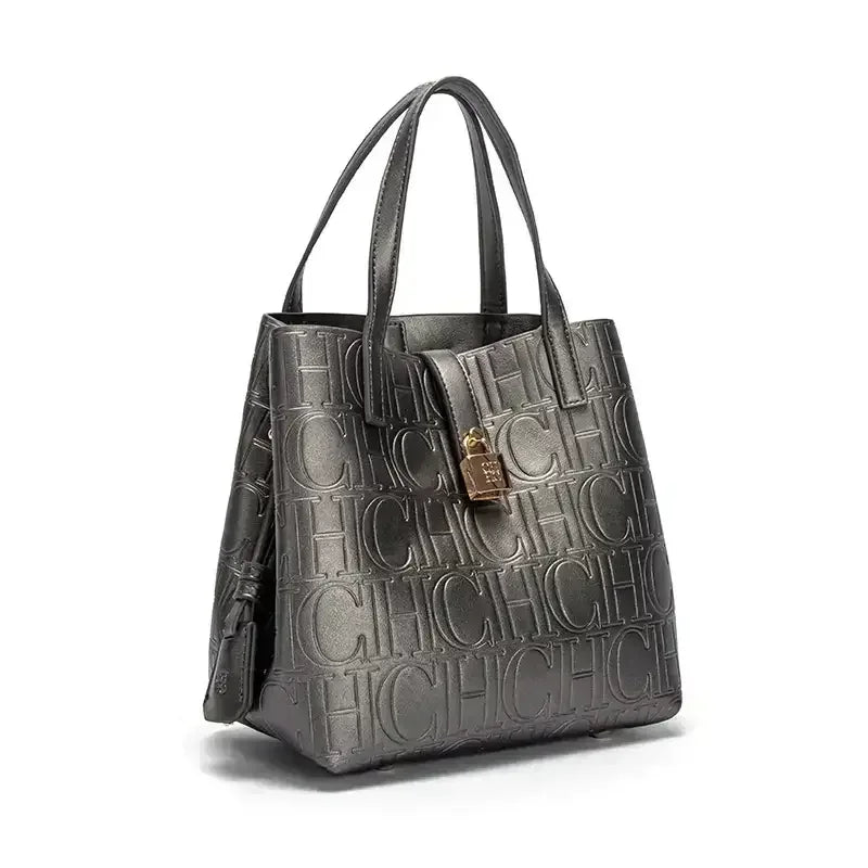 Embossed Letter Print Crossbody & Large Capacity Tote
