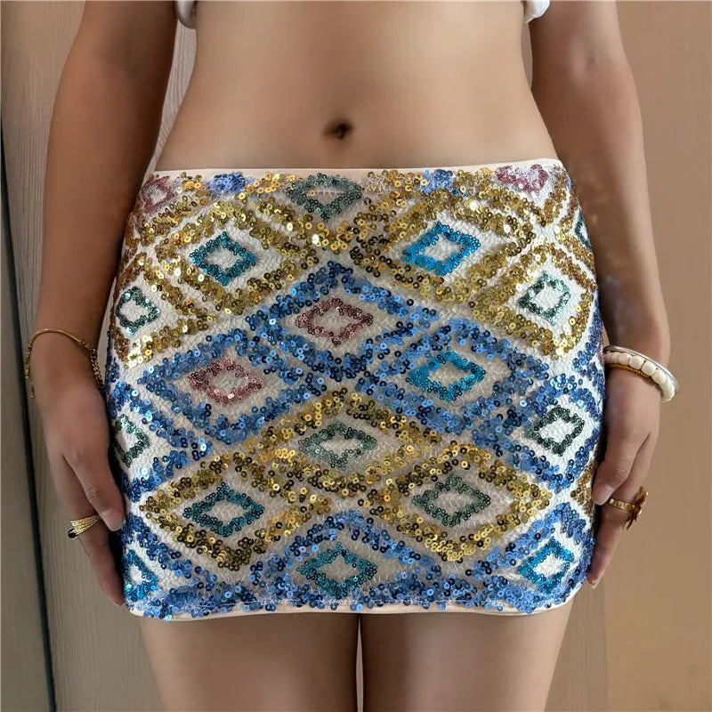 Sparkly Sequin Y2K Mini Skirt