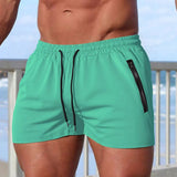 Men's Quick-Dry Athletic Gym Shorts with Zipper Pockets