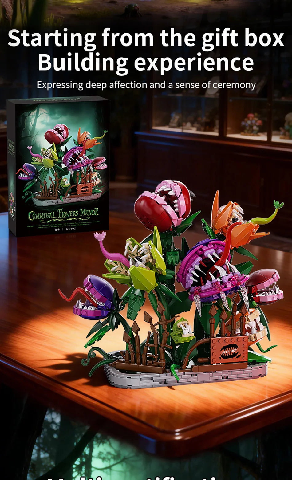 Creative 1266Pcs Carnivorous Plant Manor Building Blocks MOC Man-eating Flower Garden Bricks Home Decoration Toys Children Gift