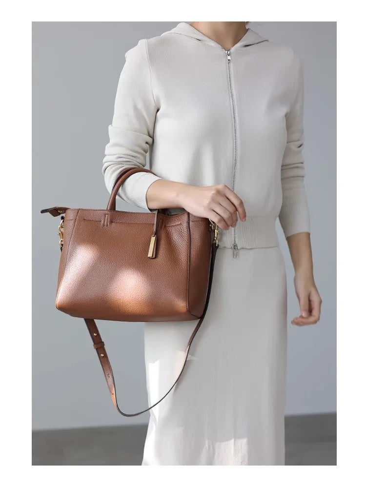 Luxury Women Handbag 100% Real Cow Leather Temperament Single Shoulder Messenger Bag Stuitable For Commuting