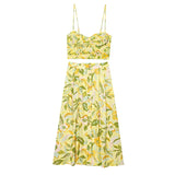 TFMLN Women Floral Print Skirt Two Piece Set Sexy Crop Sling Camisole Casual Beach Holiday Style A-line Skirts Sets Female New