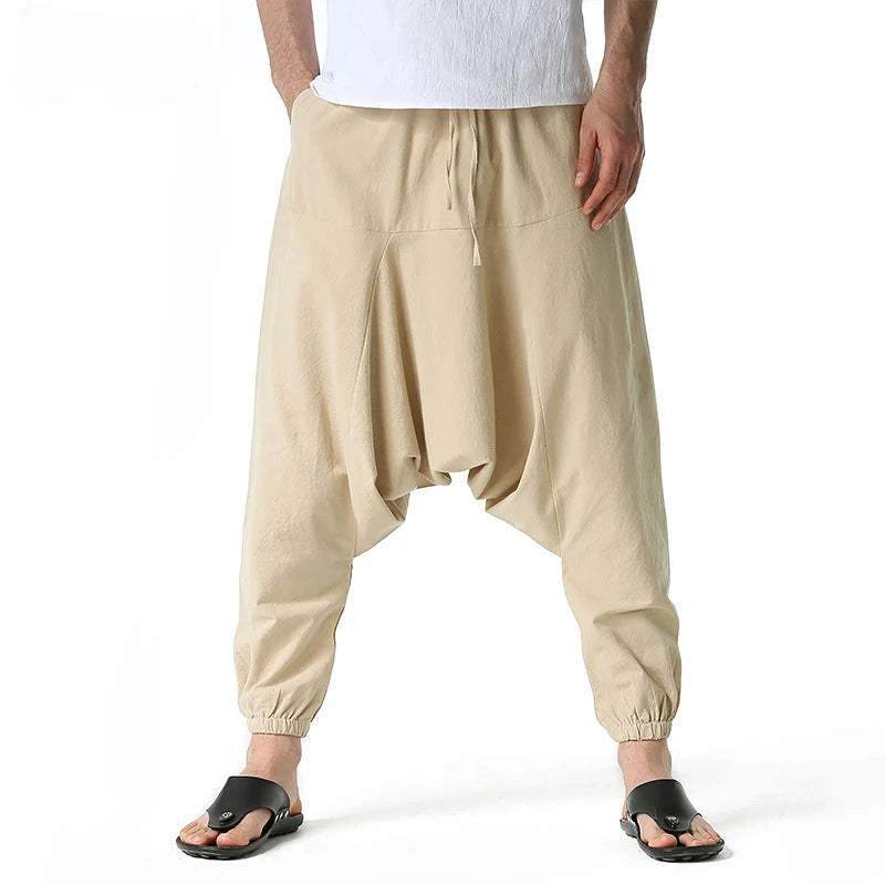 Men's Cotton Linen Loose-Fit Harem Pants
