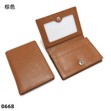 Dropshipping Custom Name Genuine Leather Men Women Business Card Holder Bifold Credit Card Case With ID Window