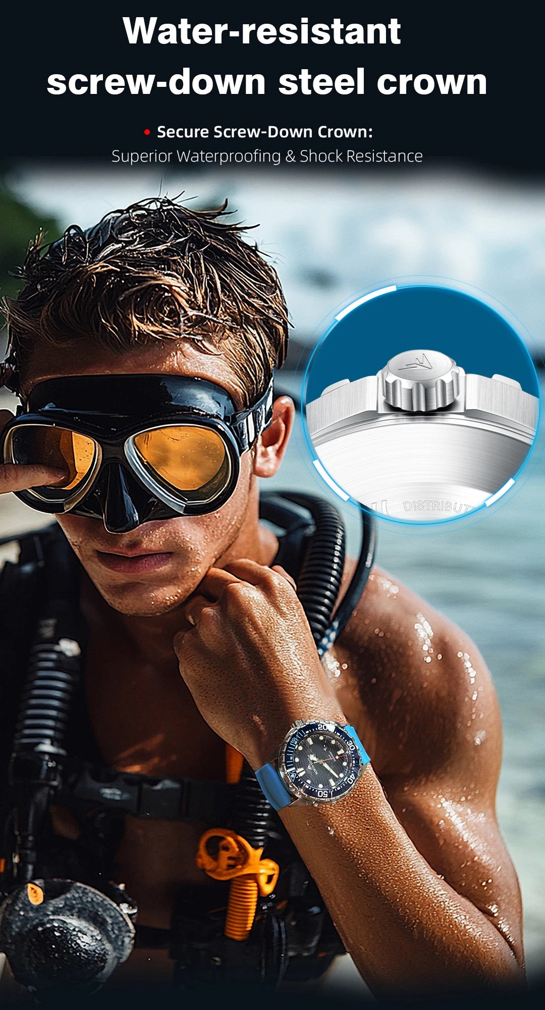 TRITON Men's Solar Dive Watch with Ceramic Bezel