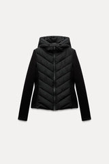 Elegant Patchwork Hooded Sport Coat