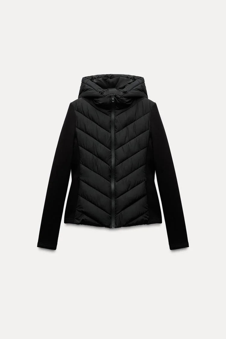 Elegant Patchwork Hooded Sport Coat