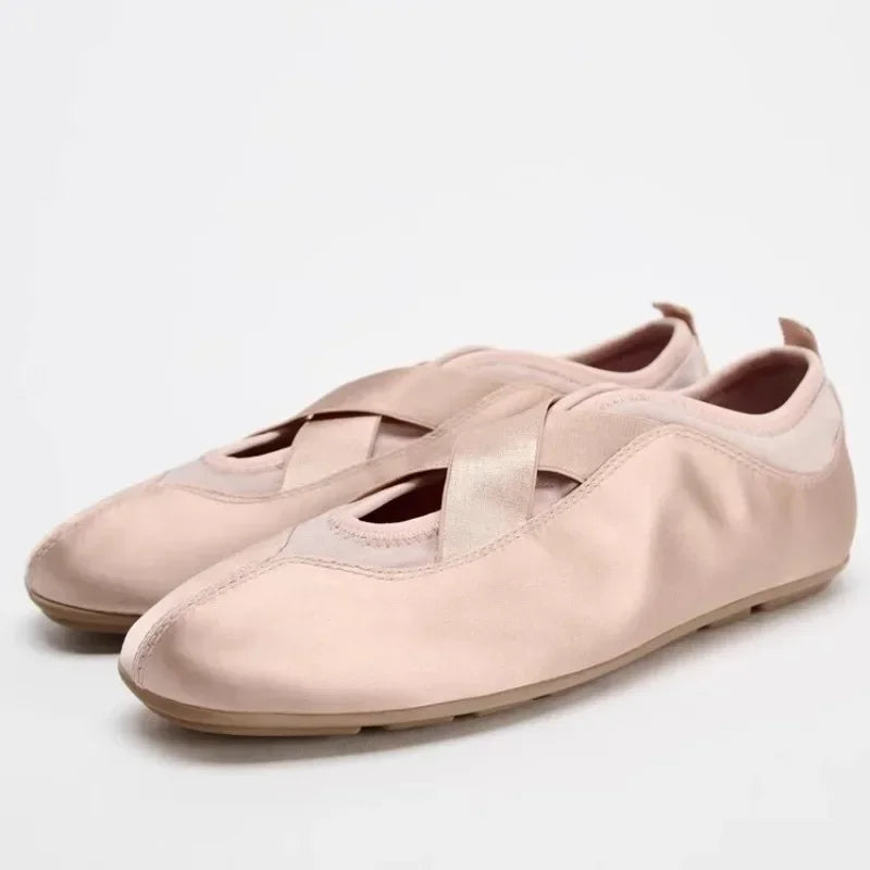 BUVAZIK Women's Satin Ballet Flats – Elegant Round Toe Slip-On