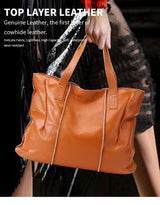 Women's Large Capacity Cowhide Handbag Female Retro Fashion Luxury Bags Ladies Real Natural Cow Leather Shoulder Bag for Lady