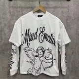 Mixed Emotion Oversized Cotton Long Sleeve T-Shirt
