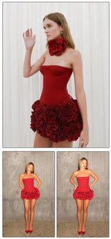 Structured Floral Mini Party Dress
