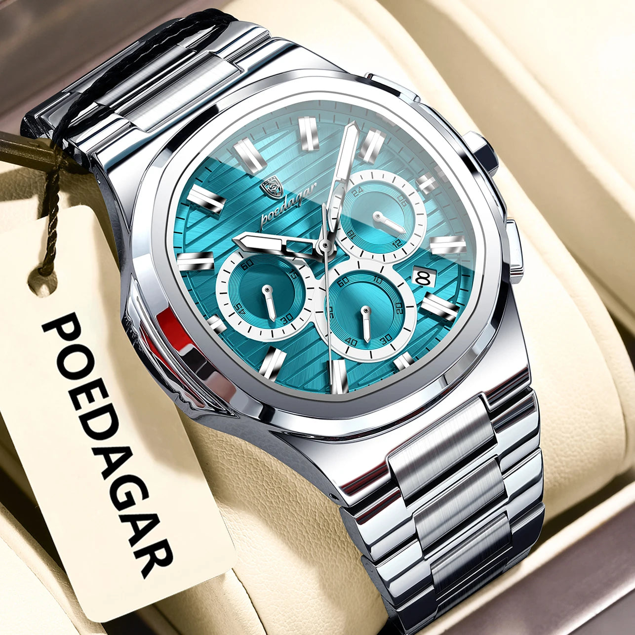 POEDAGAR 834 Men's Luxury Chronograph Watch | Stainless Steel