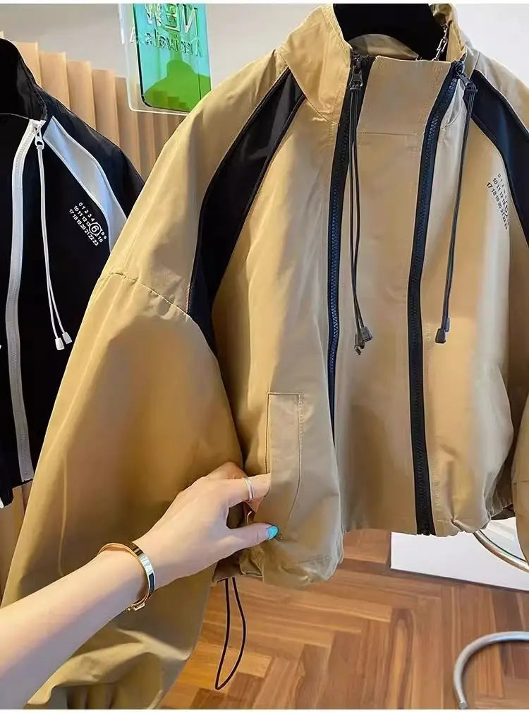 Elegant Stand Collar Zip Jacket for Women