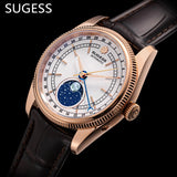 Sugess 40mm Watch of Men Moonphase Automatic ST2108 Movement Sapphire Crystal Mechanical Wristwatches Waterproof Date S452