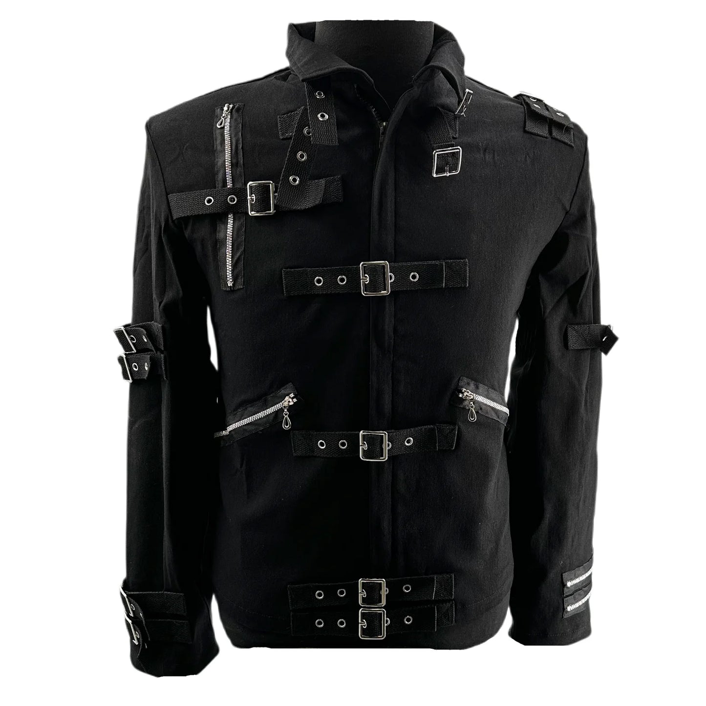Role-player Michael Jackson BAD Punk Jacket Black Stretch Cotton Outwear Impersonator