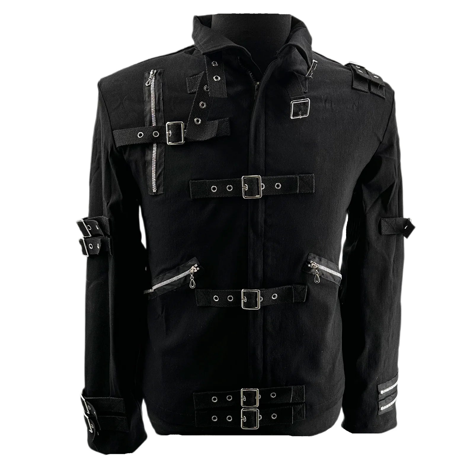 Role-player Michael Jackson BAD Punk Jacket Black Stretch Cotton Outwear Impersonator