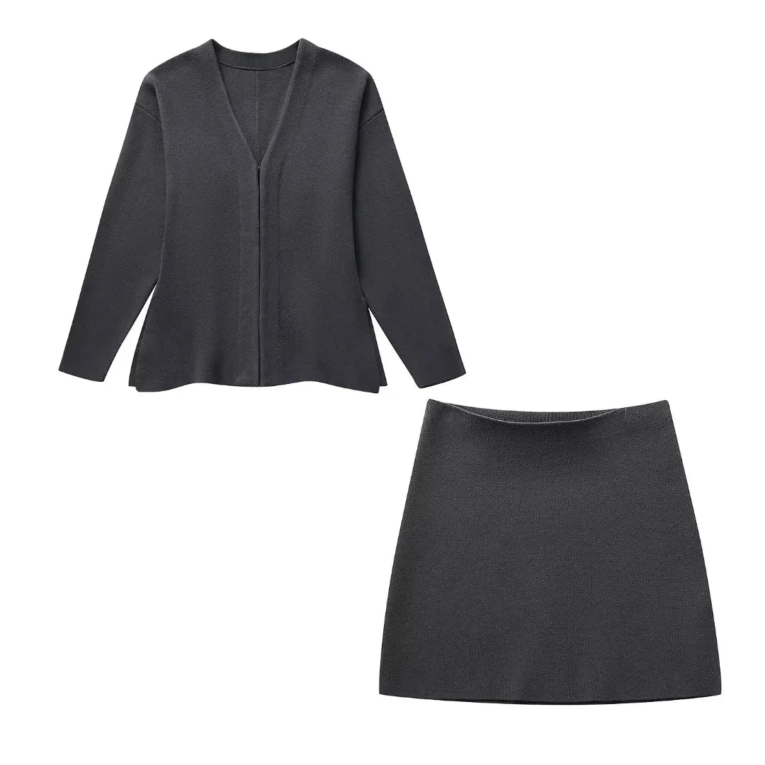 Elegant 2-Piece Knit Skirt Set