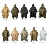 Military Camo Waterproof Rain Poncho & Shelter