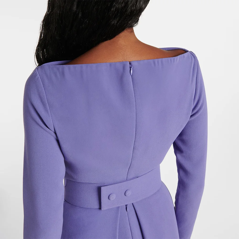 Lavender Jersey Evening Dress Boat Neck Long Sleeves A Line Prom Gown Floor Length Formal Party Dress Customized 2026