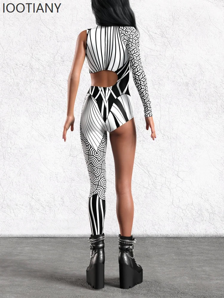 Medieval Art Irregular Lines Bodysuit