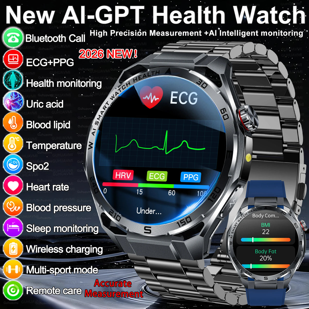 ECG+PPG Advanced Health Smart Watch for Men & Women