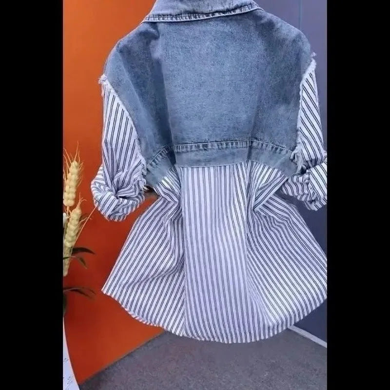 Two-Tone Splicing Denim Jacket