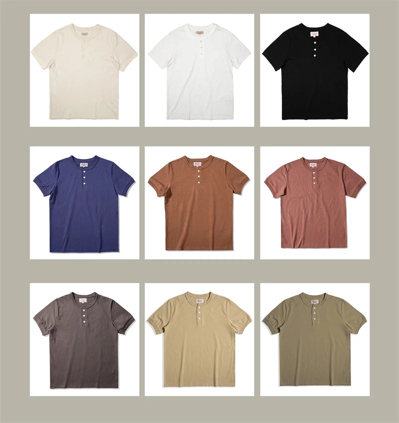 Heavyweight Cotton Henley Tee – Vintage Everyday Essential