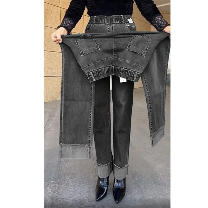 Women's Wide Leg High Waist Stretch Denim Jeans