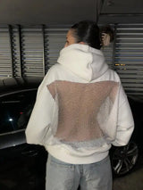 Women's Rhinestone Backless Oversized Hoodie