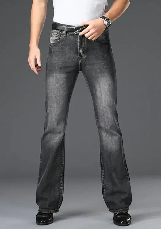 Men's Flared Jeans with Mid-Rise Waist