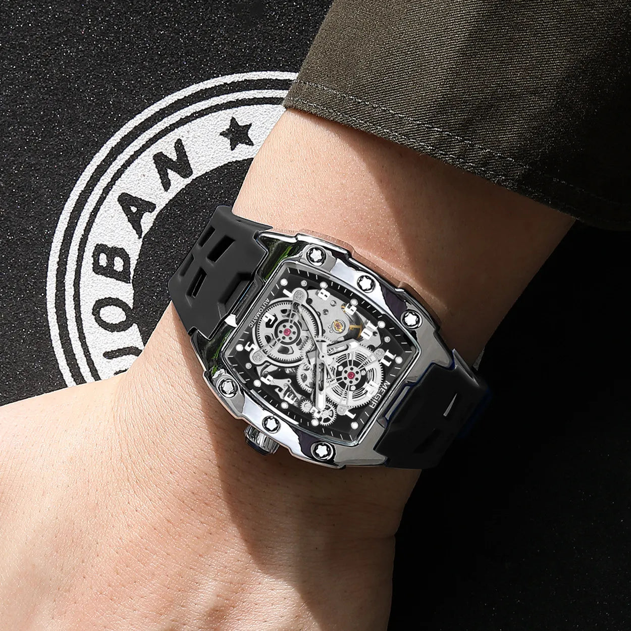 MEGIR Luxury Mechanical Skeleton Watch