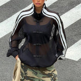 Women's Sheer Mesh Stand-Collar Jacket