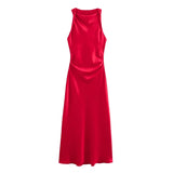 Elegant Satin Summer Slip Dress | Chic Evening Midi for Women