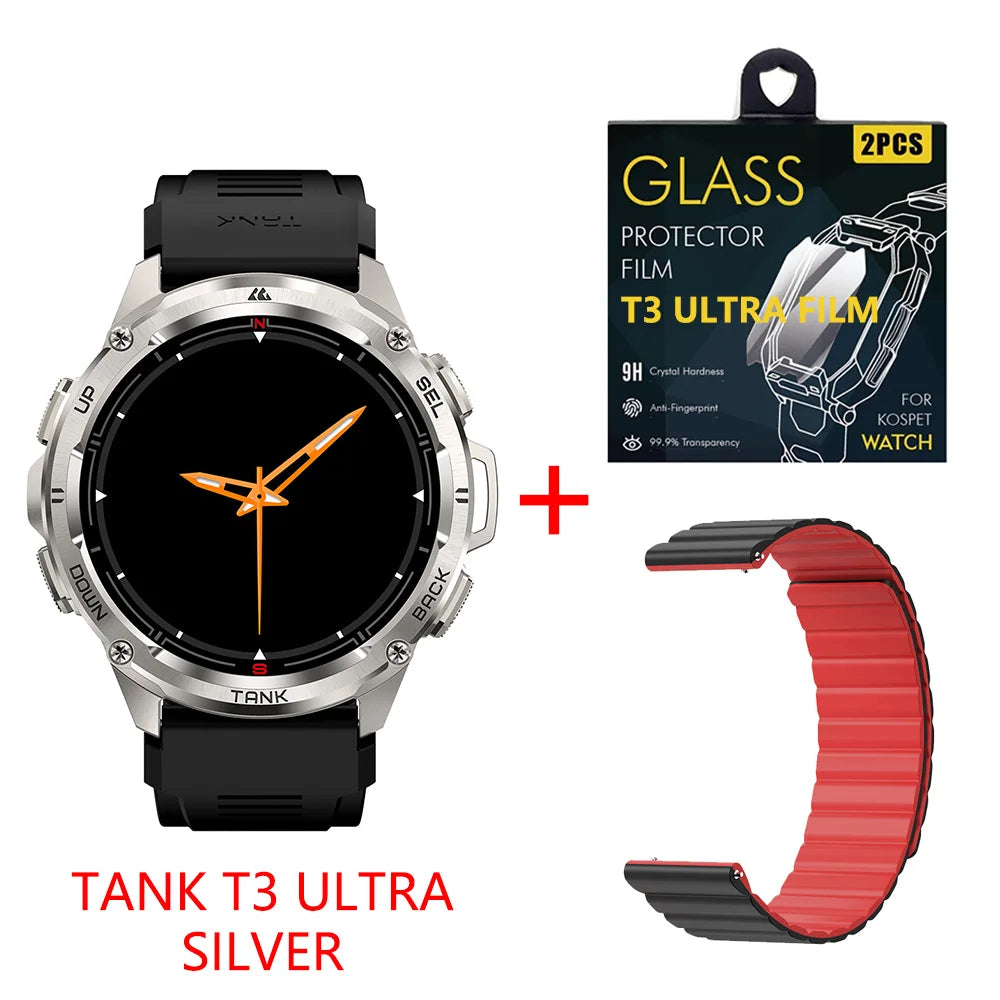 2025 KOSPET TANK T3 Ultra GPS Smart Watch For Men Smartwatch Women 470mAh Battery Digital Fitness AMOLED AOD Bluetooth Watches