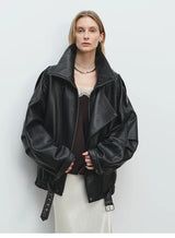 Mauroicardi Spring Oversized Black Soft Pu Leather Jacket Men Long Sleeve Belt Luxury Designer European Fashion Clothes 2025