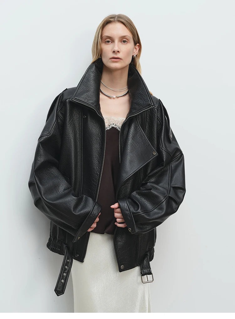 Mauroicardi Spring Oversized Black Soft Pu Leather Jacket Men Long Sleeve Belt Luxury Designer European Fashion Clothes 2025