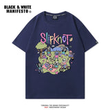 Rock Retro Slipknot T-Shirt Short Sleeve Men's Heavy Metal Cartoon Printed Loose Top Half Sleeve