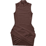 Nibber Cross Ruffles Mini Bodycon Dress
