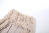 Women's Furry Patchwork Slash Neck Streetwear Jumpsuit