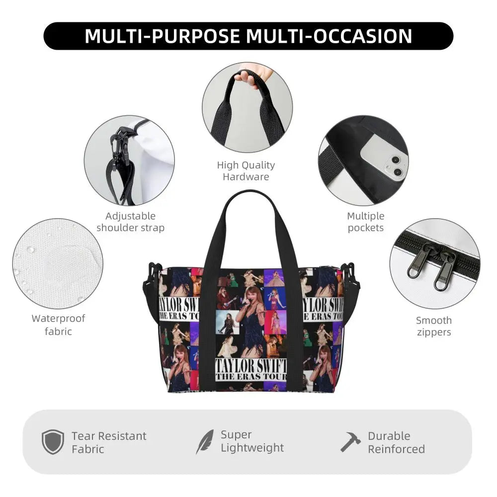 Custom The Eras Tour 1989 Taylor's Swift's American Pop Singer Tote Bag Women Large Capacity Beach Gym Travel Bags